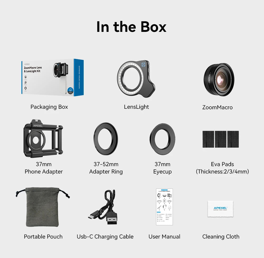 APEXEL 10-20X Zoom Macro Lens HD Micro Phone Camera Lenses