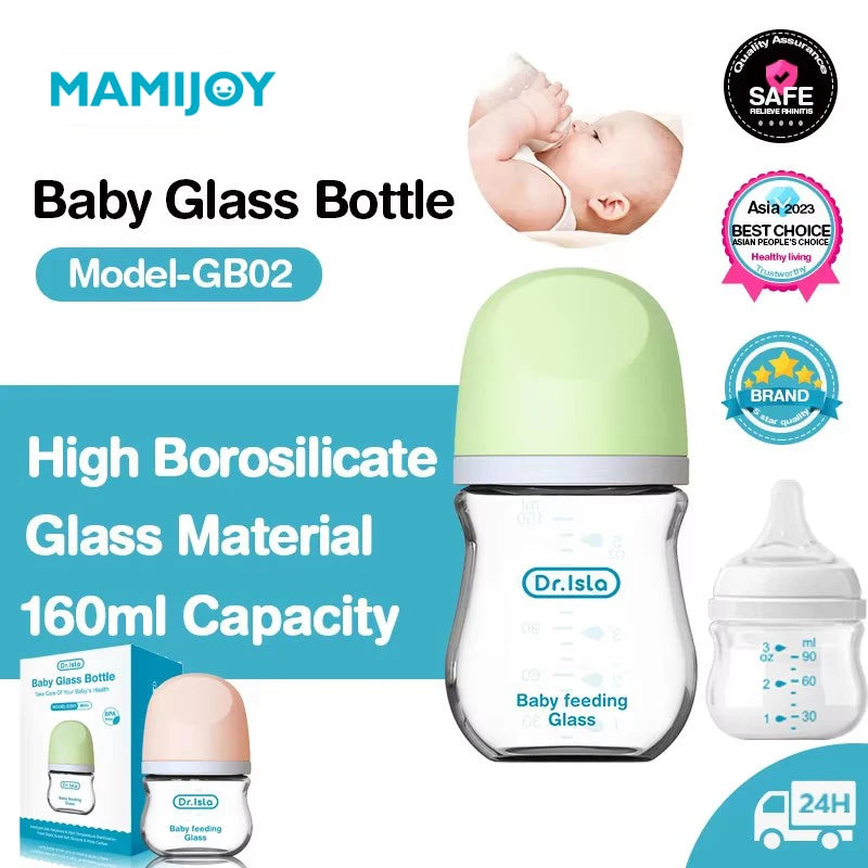 MAMIJOY Anti-Choke Baby Bottle Newborn Glass Bottles