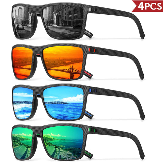 3/4 Pack New Designer Box Polarized Colorful Sunglasses