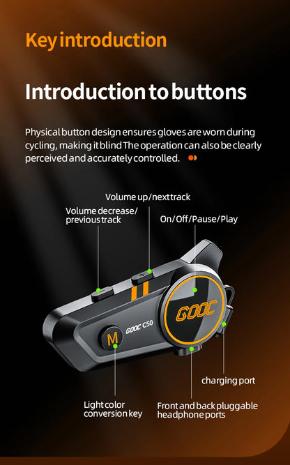 3D Surround Heavy Bass Motorcycle Helmet Headset