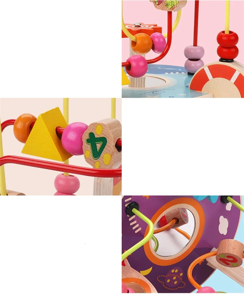 Montessori  Wooden Roller Coaster Bead Maze Abacus