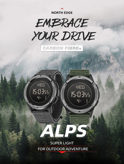 NORTH EDGE ALPS Men's Digital Carbon fiber Watch