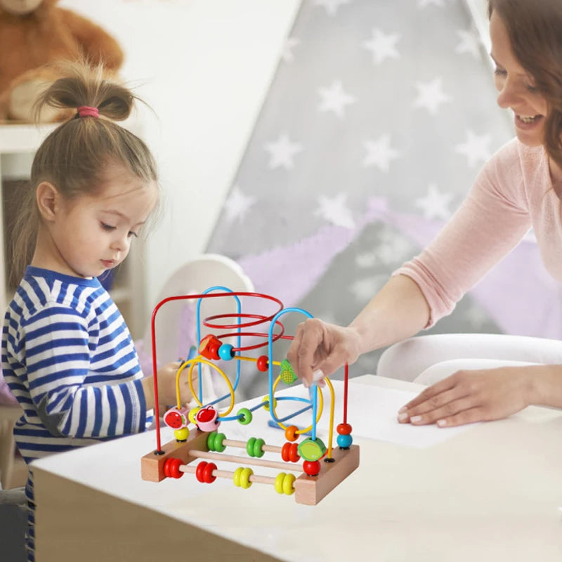 Montessori  Wooden Roller Coaster Bead Maze Abacus