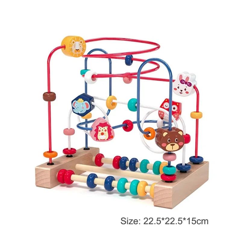 Montessori  Wooden Roller Coaster Bead Maze Abacus