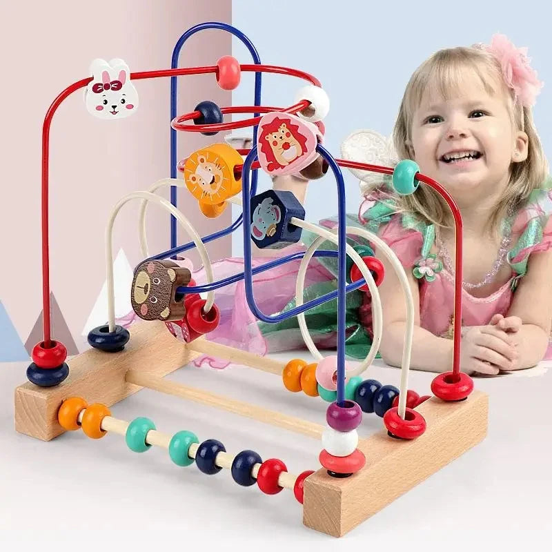 Montessori  Wooden Roller Coaster Bead Maze Abacus