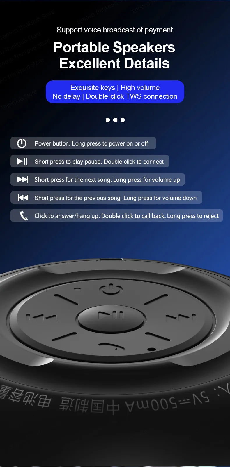 Original Lenovo K3 Pro Bluetooth V5.0 Speaker