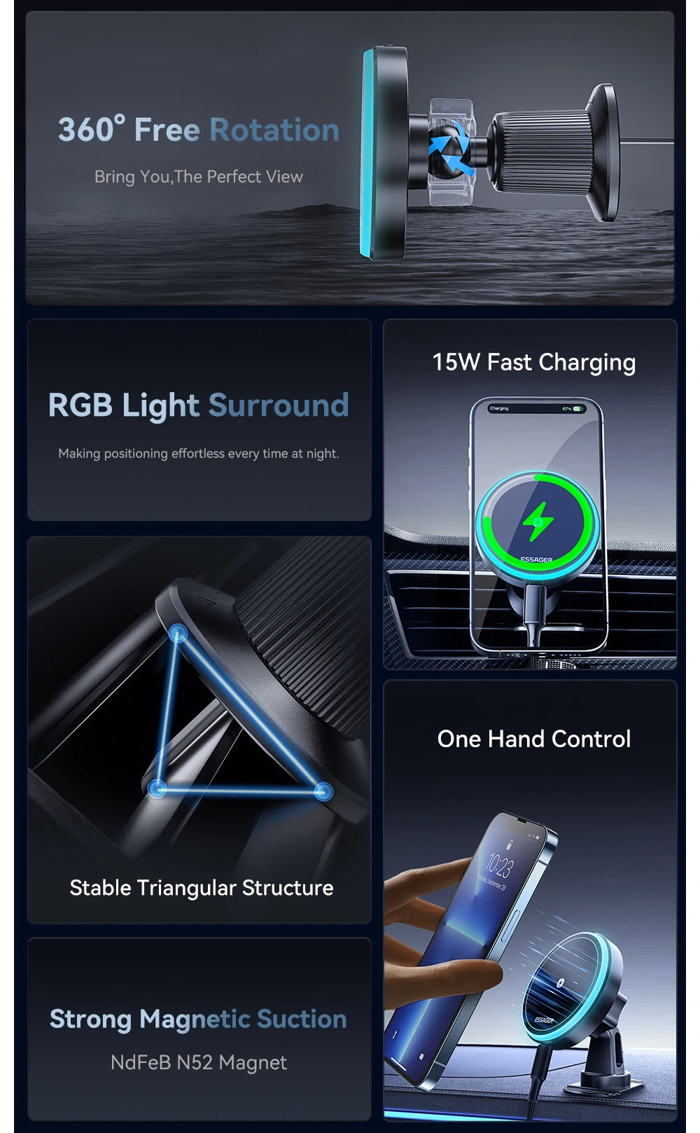 Magnetic Wireless Car Phone Holder