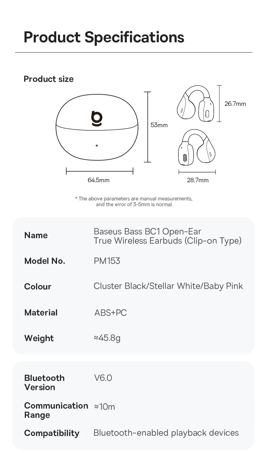 Baseus BC1 Ear Clip Earbuds