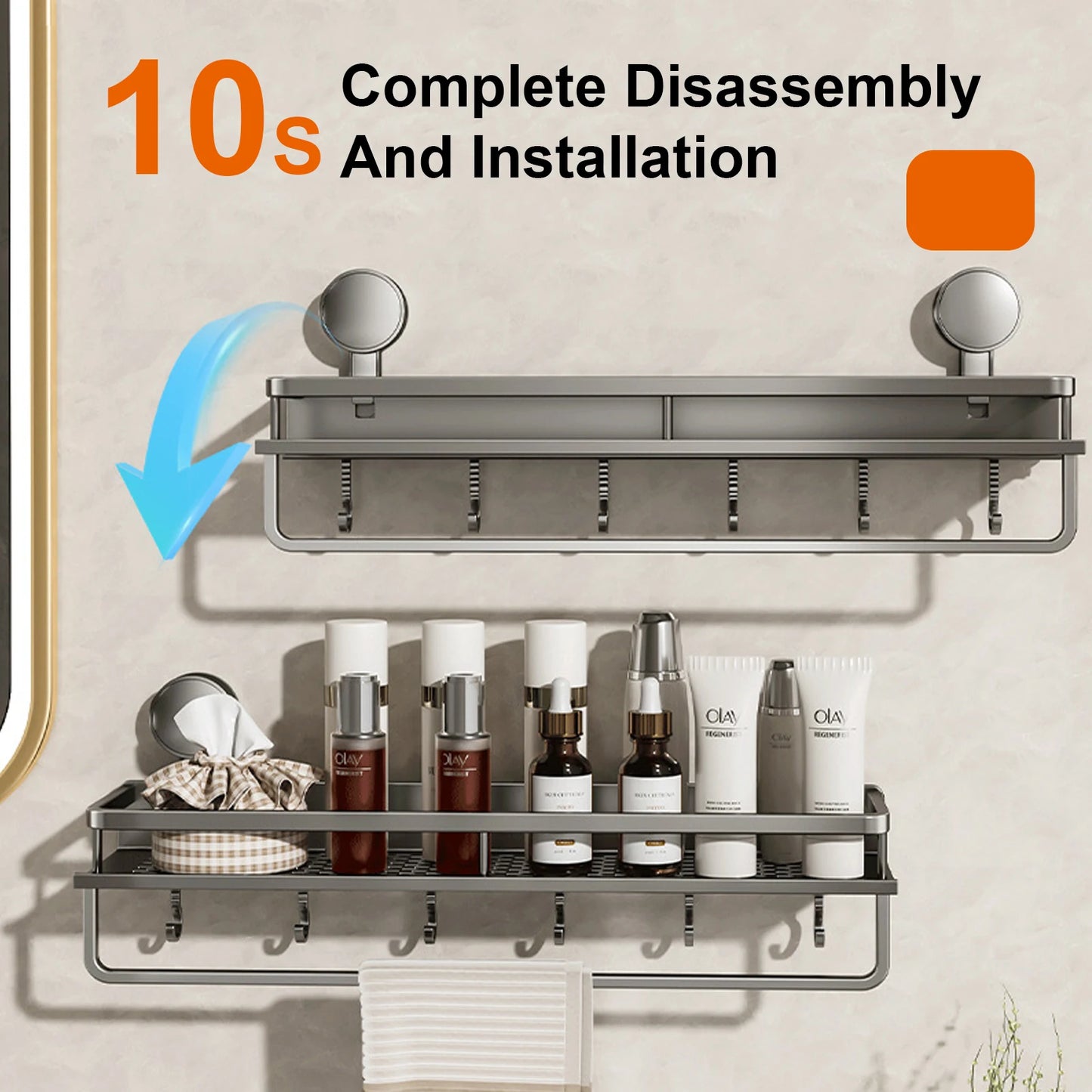 RUITHOE Suction Cup Bathroom Rack