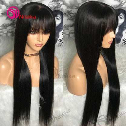 Bone Straight Human Hair Wig With Bangs