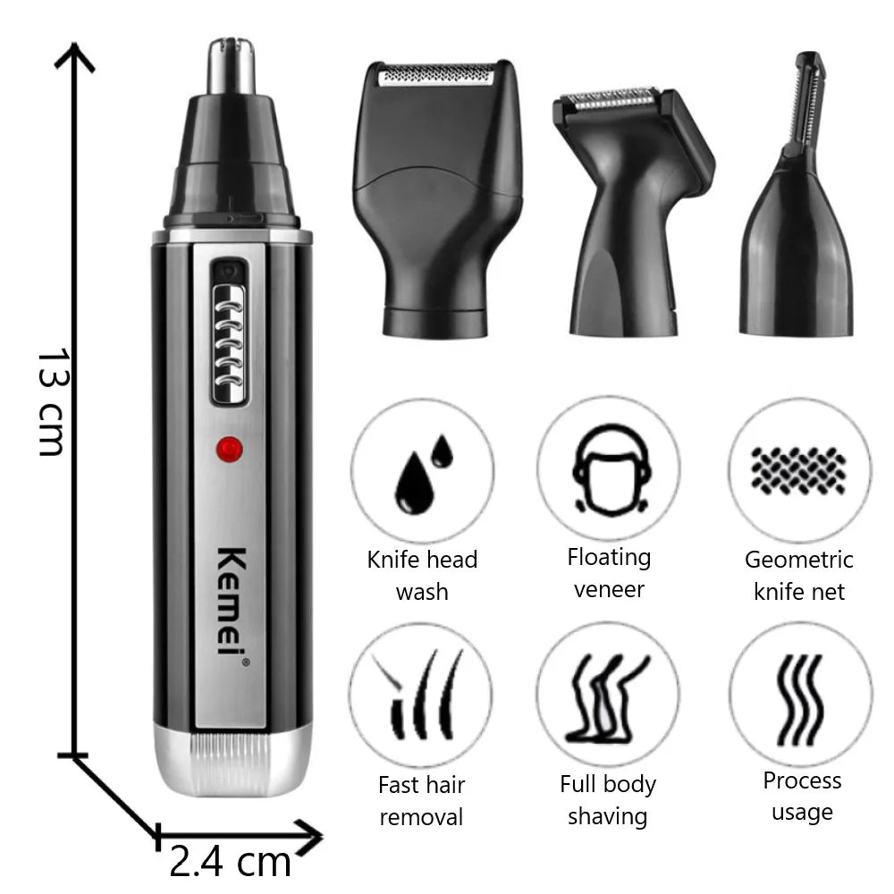Kemei 4in1 Rechargeable Nose Trimmer Beard Trimmer