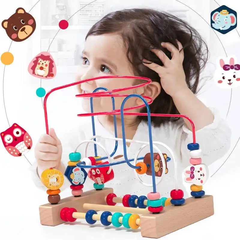 Montessori  Wooden Roller Coaster Bead Maze Abacus
