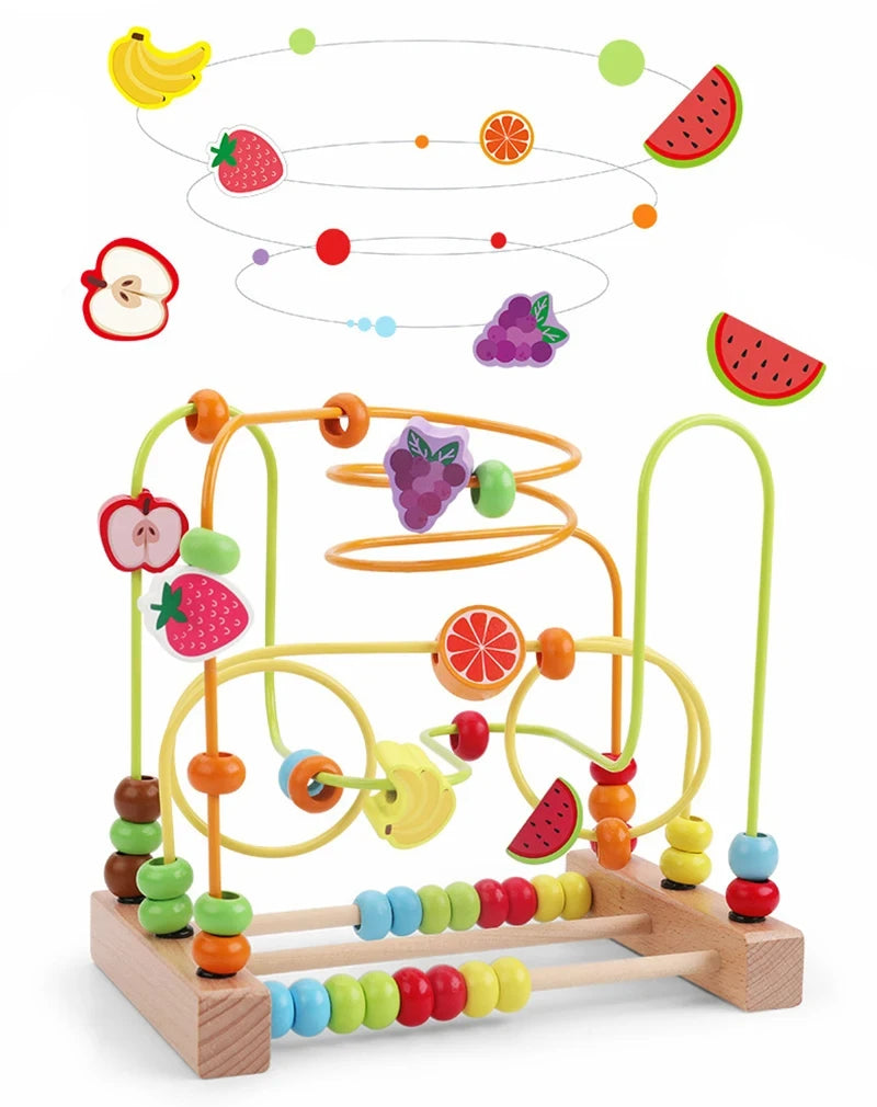Montessori  Wooden Roller Coaster Bead Maze Abacus