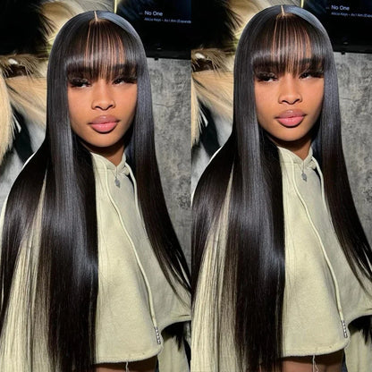 Bone Straight Human Hair Wig With Bangs