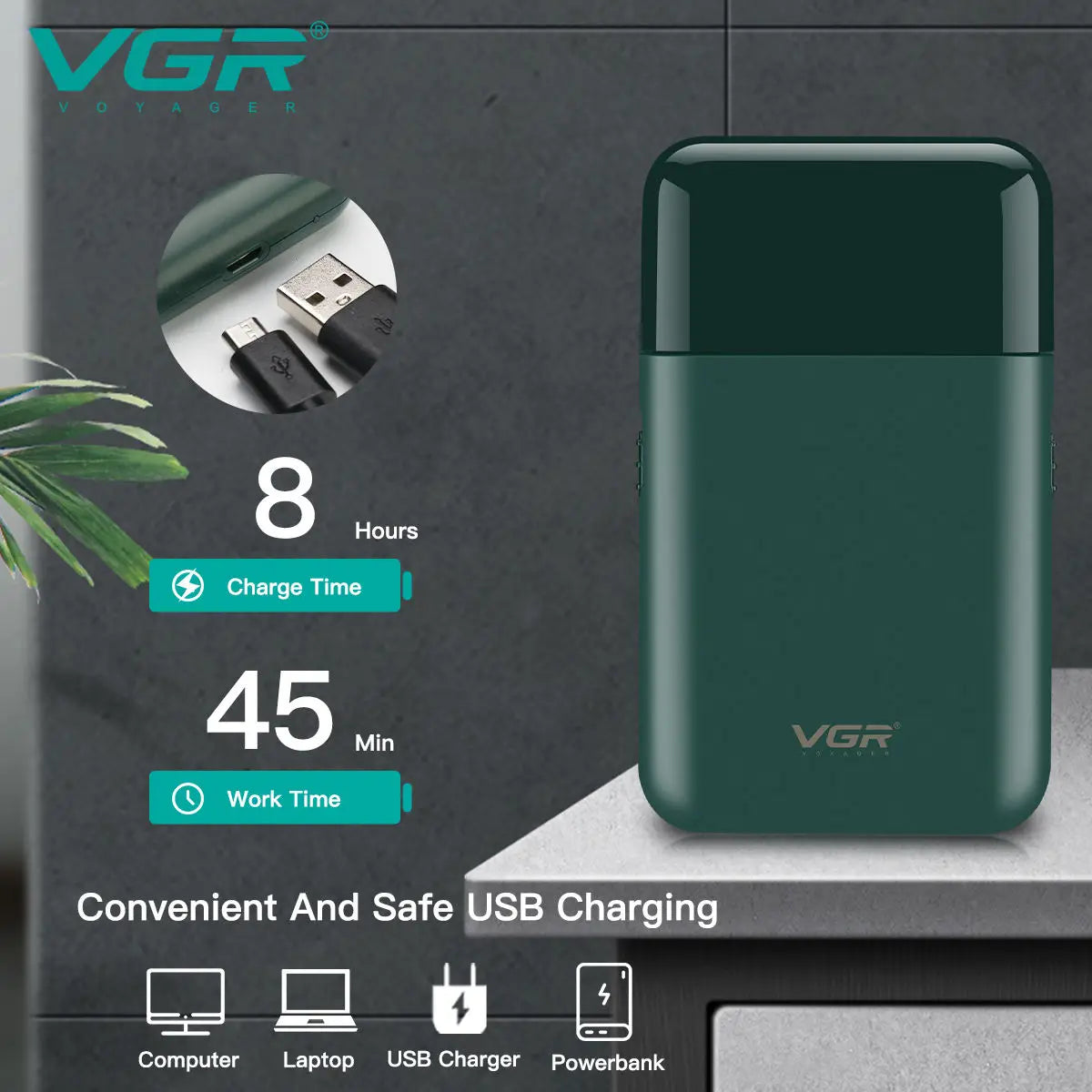 VGR V-390 mini single blade cordless beard trimmer razor