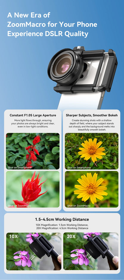 APEXEL 10-20X Zoom Macro Lens HD Micro Phone Camera Lenses