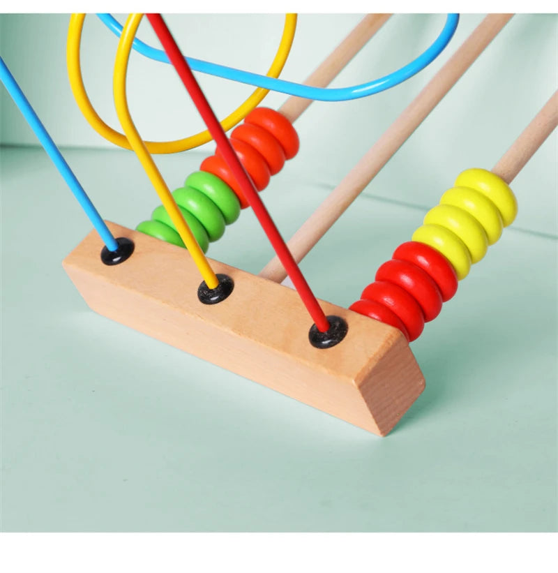 Montessori  Wooden Roller Coaster Bead Maze Abacus