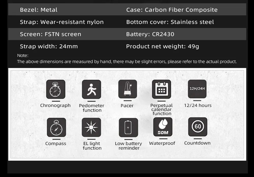 NORTH EDGE ALPS Men's Digital Carbon fiber Watch