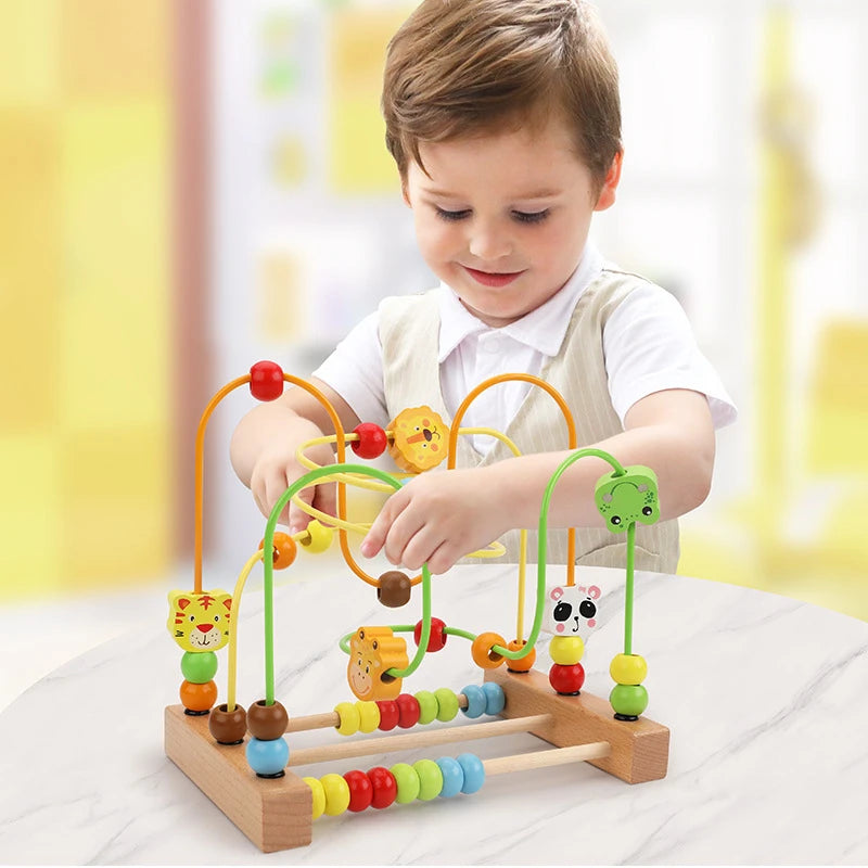 Montessori  Wooden Roller Coaster Bead Maze Abacus