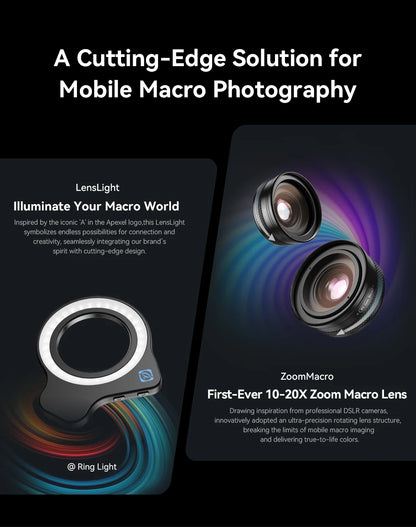 APEXEL 10-20X Zoom Macro Lens HD Micro Phone Camera Lenses