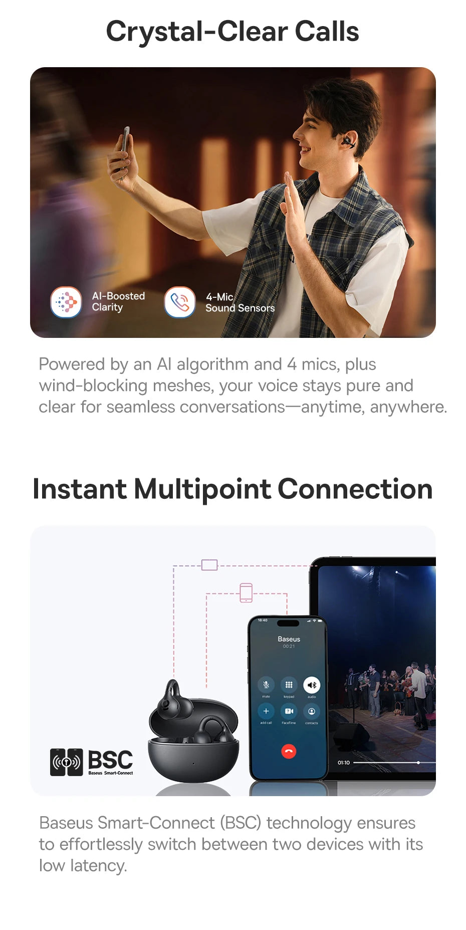 Baseus BC1 Ear Clip Earbuds