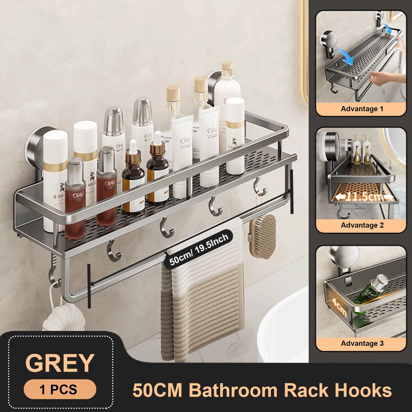 RUITHOE Suction Cup Bathroom Rack