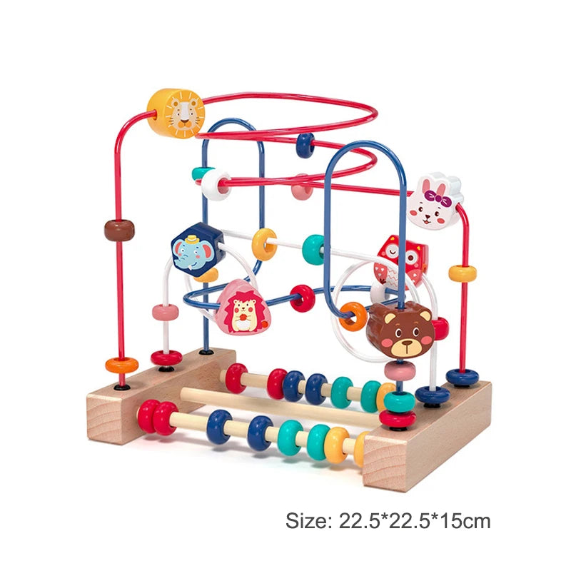 Montessori  Wooden Roller Coaster Bead Maze Abacus