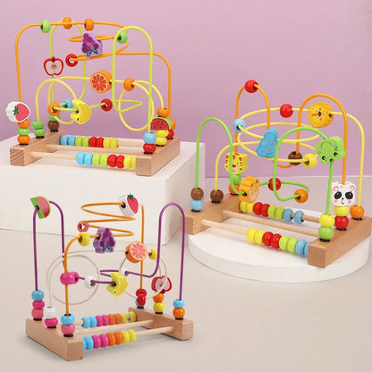 Montessori  Wooden Roller Coaster Bead Maze Abacus