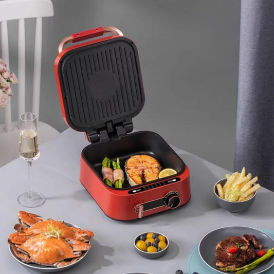 Monda 220V Multi Electric Cake Pan Deepened Electric Hot Pot Barbecue Grill Plate Household Double-sided Heating Cooking Pot