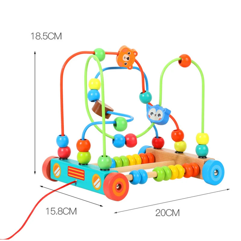 Montessori  Wooden Roller Coaster Bead Maze Abacus