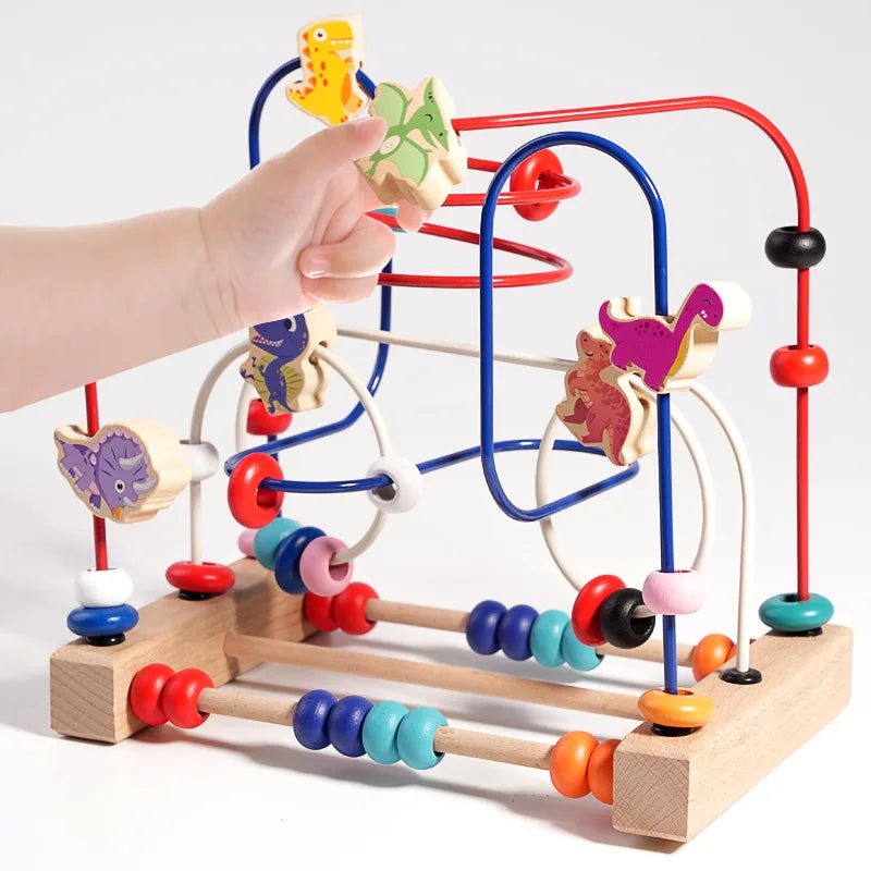 Montessori  Wooden Roller Coaster Bead Maze Abacus
