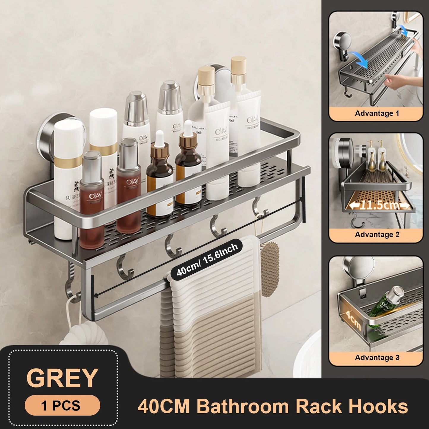 RUITHOE Suction Cup Bathroom Rack