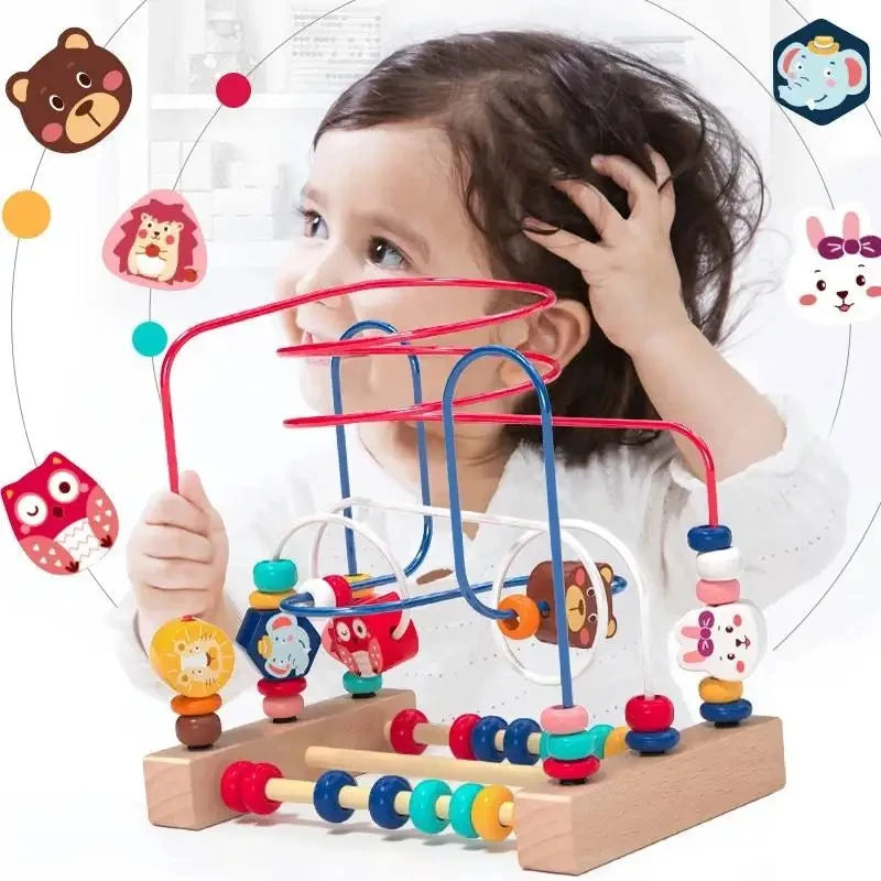 Montessori  Wooden Roller Coaster Bead Maze Abacus