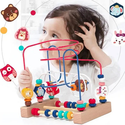 Montessori  Wooden Roller Coaster Bead Maze Abacus