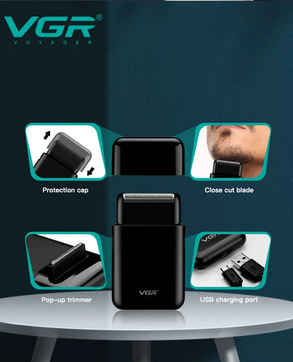 VGR V-390 mini single blade cordless beard trimmer razor