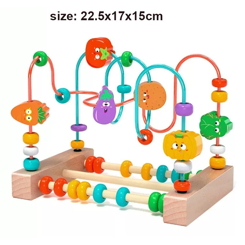 Montessori  Wooden Roller Coaster Bead Maze Abacus