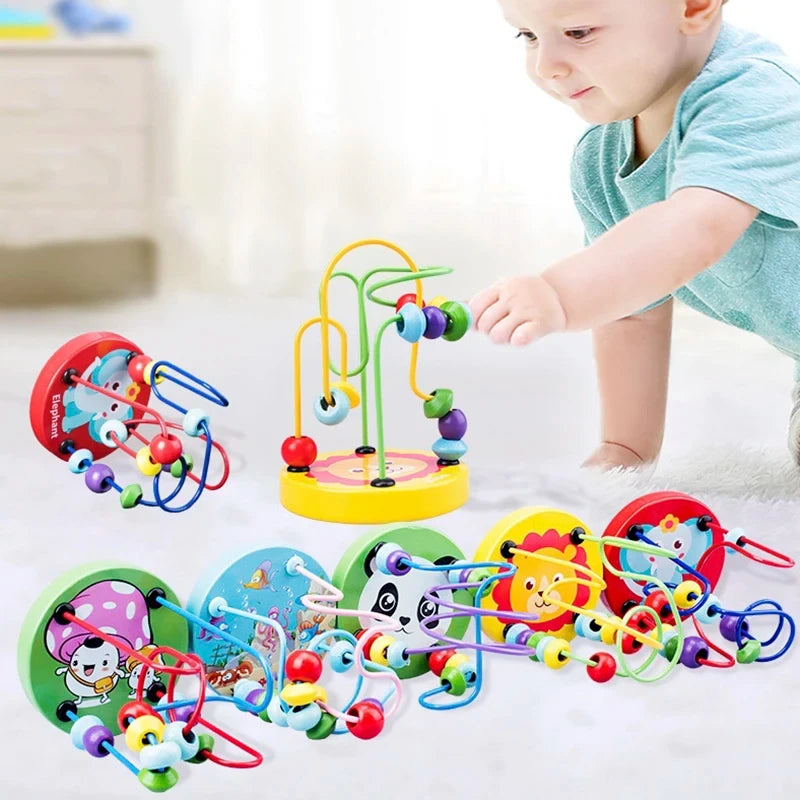Montessori  Wooden Roller Coaster Bead Maze Abacus