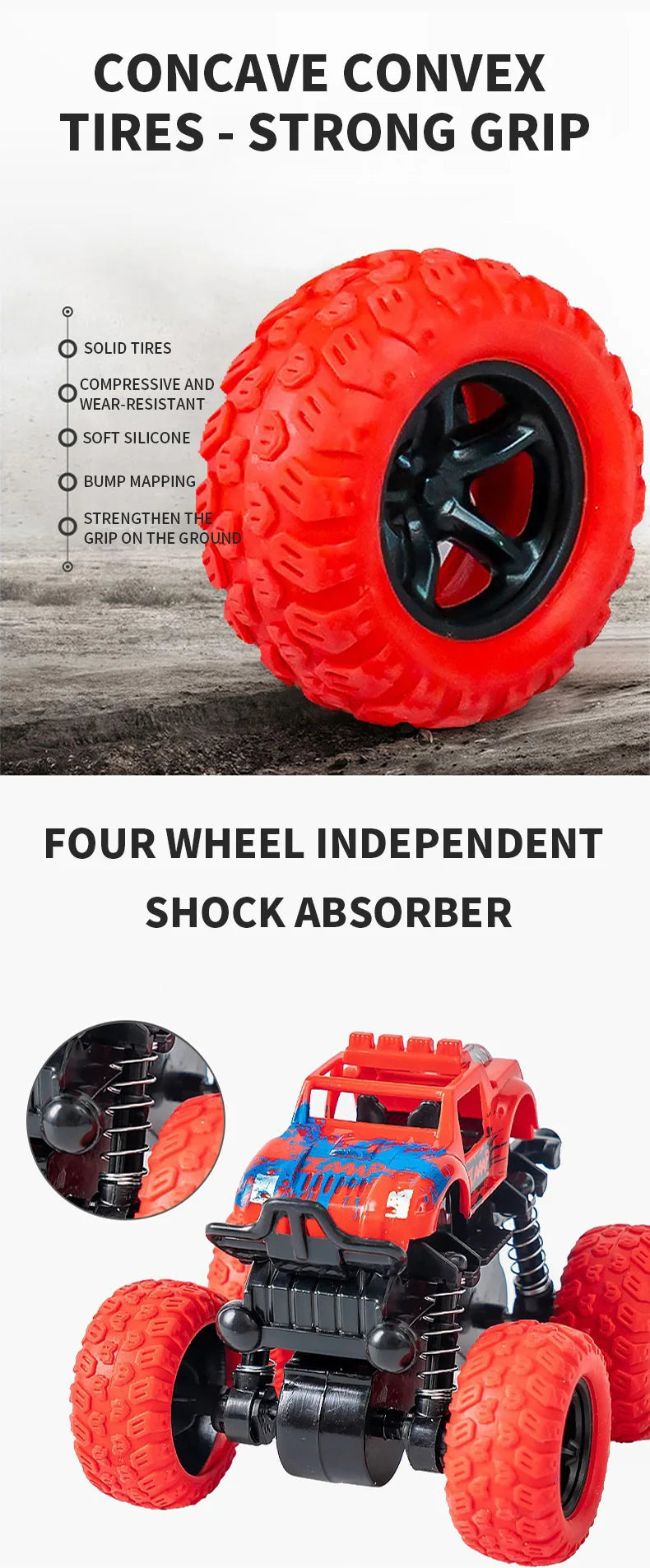 Inertial off-road vehicle toys