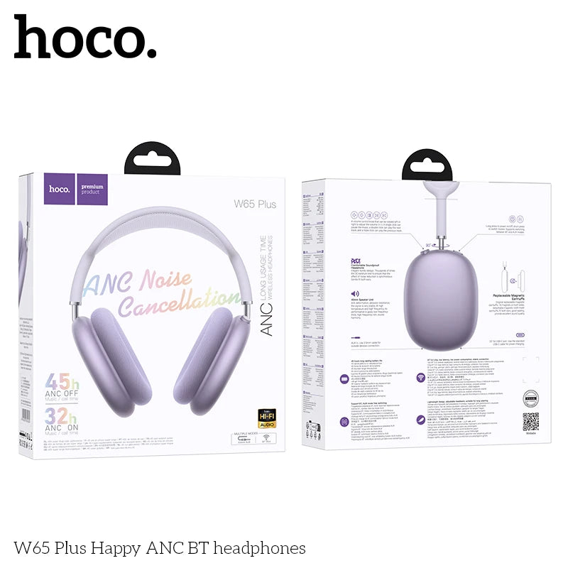 HOCO W65 Plus ANC Noise Reduction Bluetooth Headphones