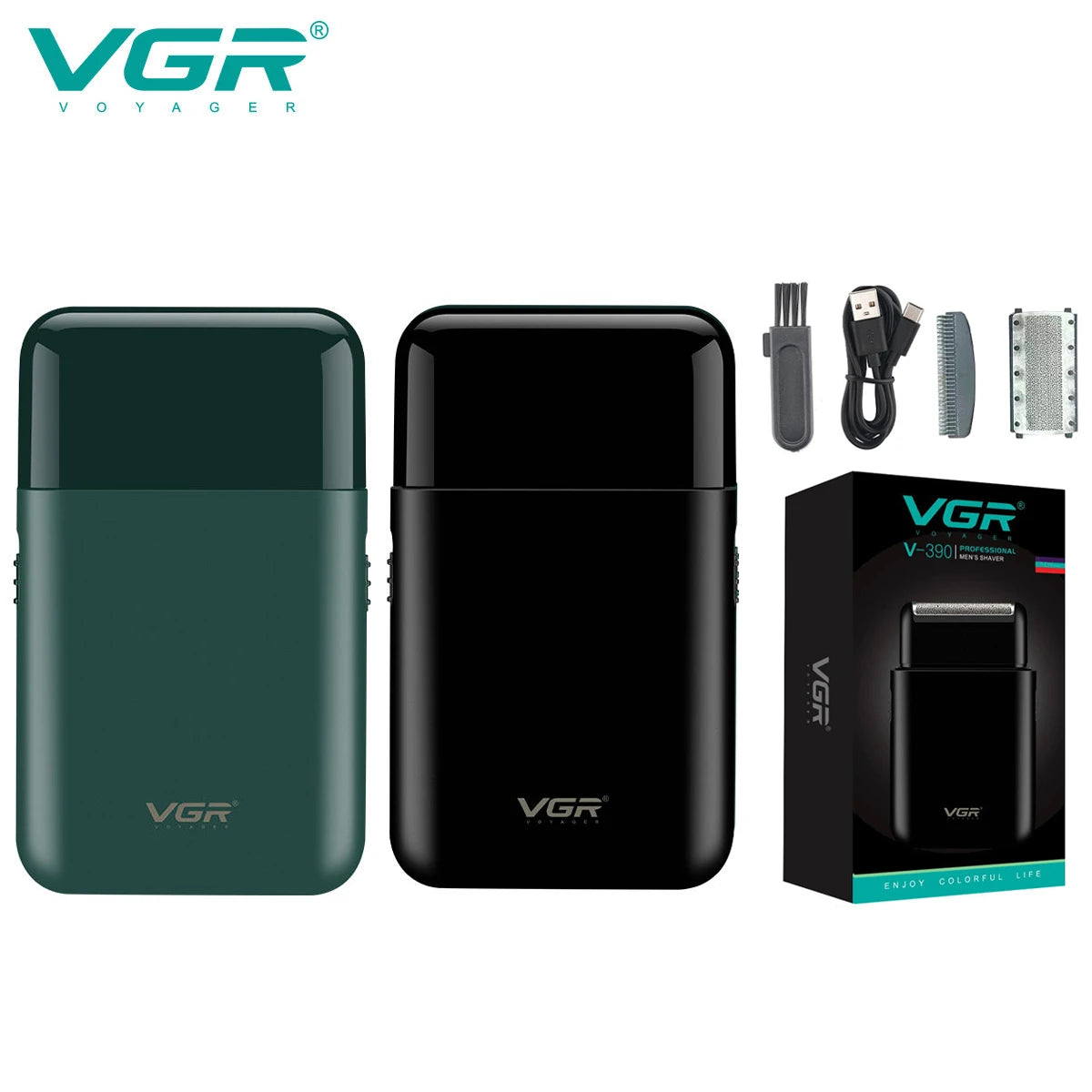 VGR V-390 mini single blade cordless beard trimmer razor