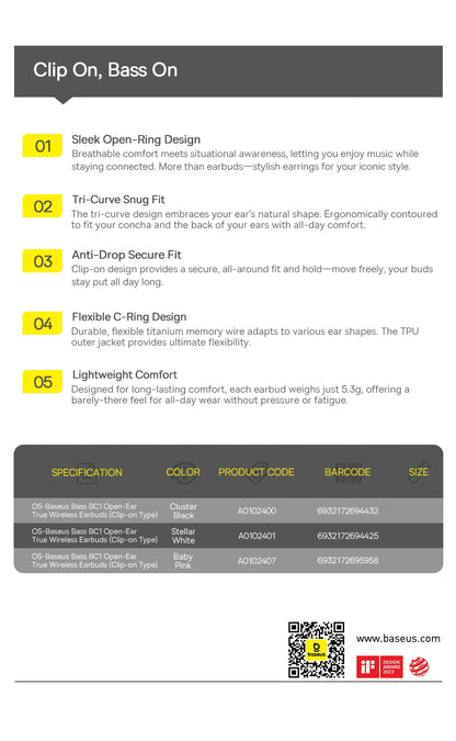 Baseus BC1 Ear Clip Earbuds