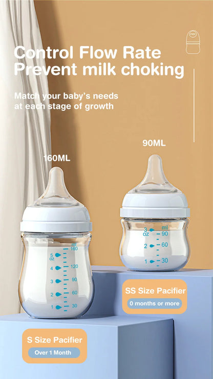 MAMIJOY Anti-Choke Baby Bottle Newborn Glass Bottles