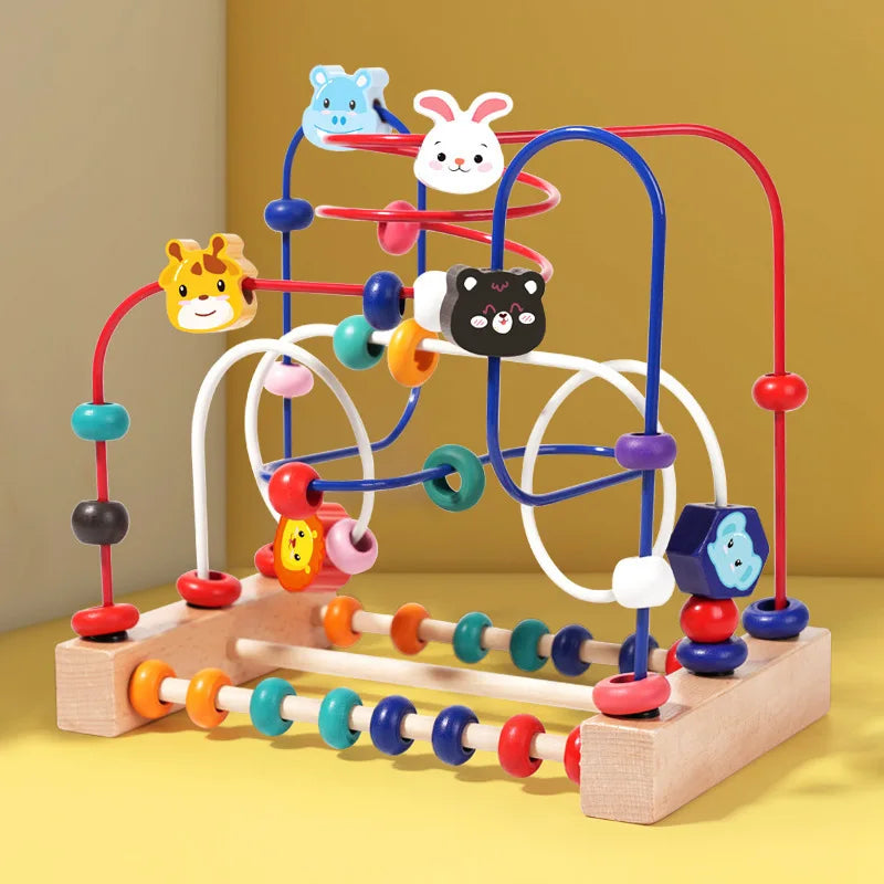 Montessori  Wooden Roller Coaster Bead Maze Abacus