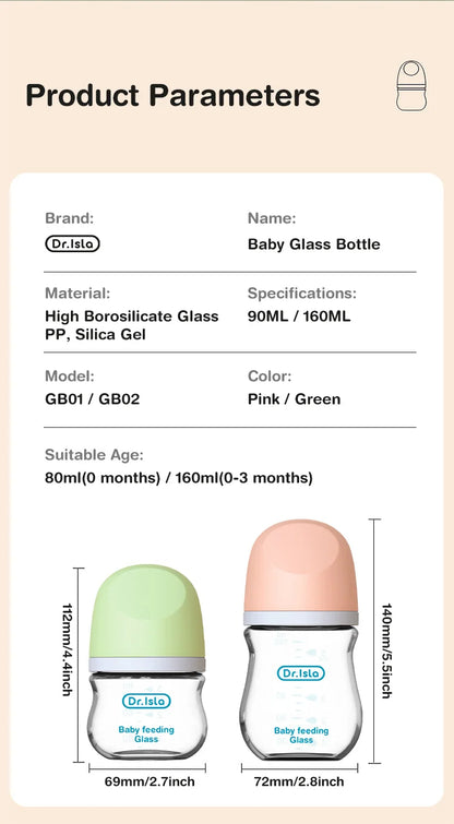 MAMIJOY Anti-Choke Baby Bottle Newborn Glass Bottles