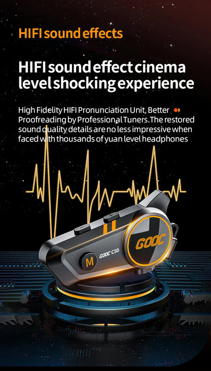 3D Surround Heavy Bass Motorcycle Helmet Headset