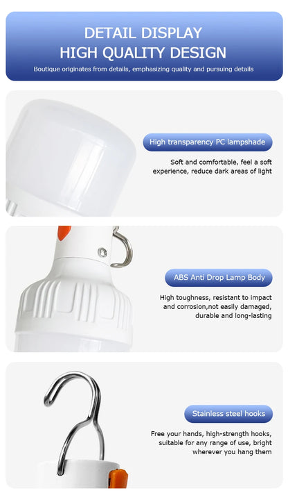 Rechargeable LED Indoor Outdoor Emergency Hookup Portable Lights