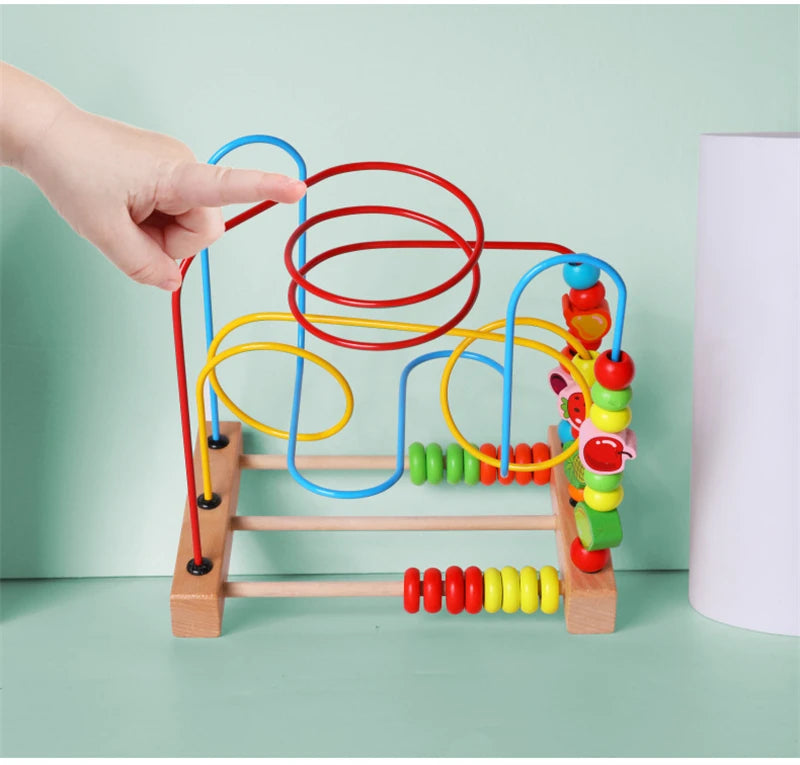 Montessori  Wooden Roller Coaster Bead Maze Abacus