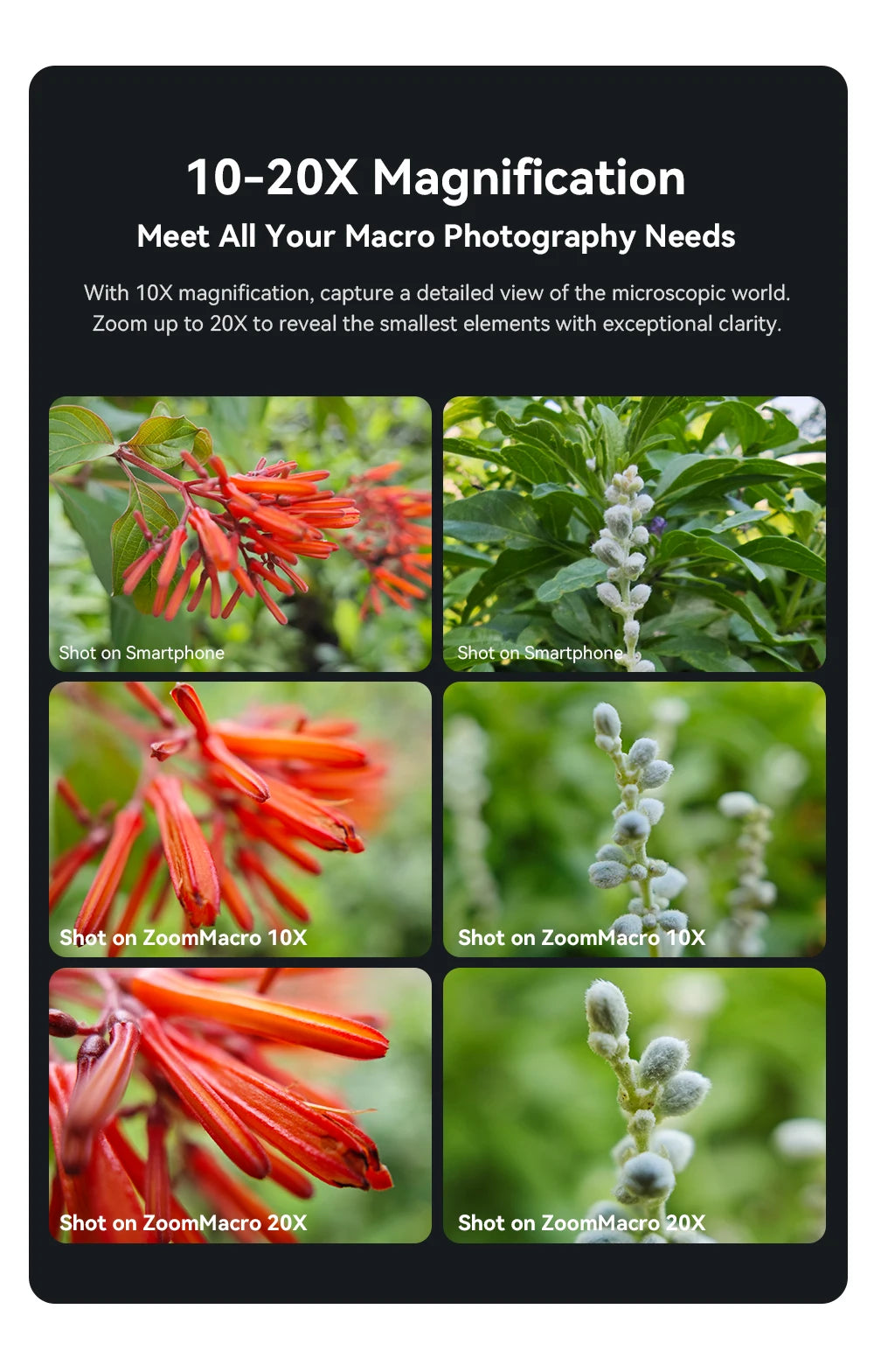 APEXEL 10-20X Zoom Macro Lens HD Micro Phone Camera Lenses