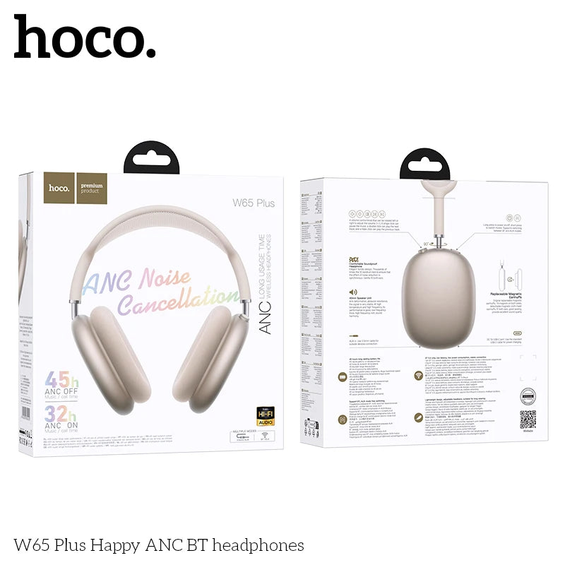 HOCO W65 Plus ANC Noise Reduction Bluetooth Headphones