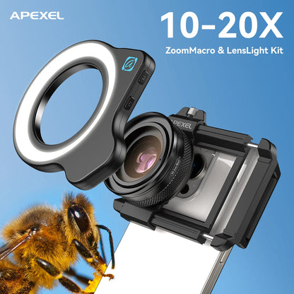 APEXEL 10-20X Zoom Macro Lens HD Micro Phone Camera Lenses